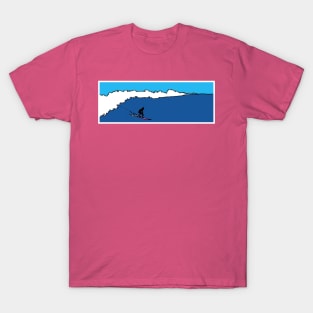 Lone Surfer, Big Wave and cool blue sky, T-Shirt